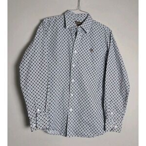 Ariat Boys Button Up Shirt XL White  Geometric‎ Long Sleeve